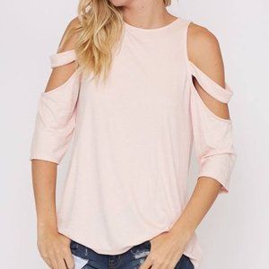 Pink Cold Shoulder Top
